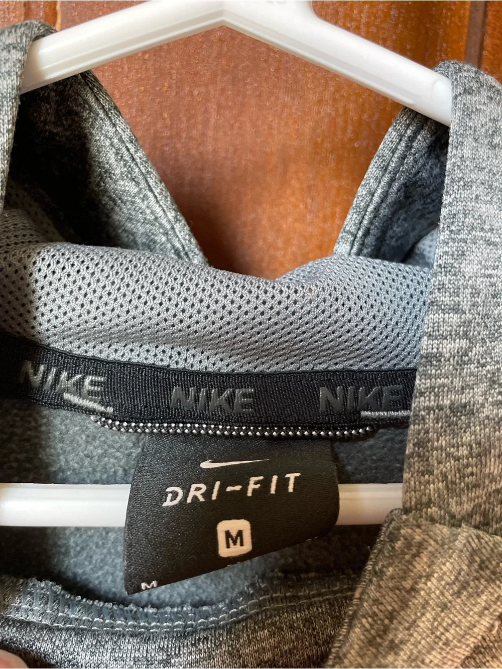Nike dri fit boys medium gray / black athletic hoodie